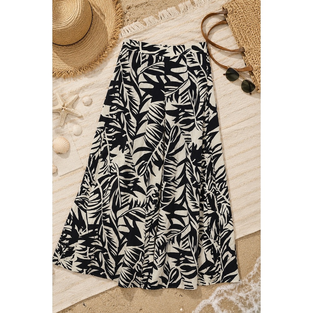 NWT CUPSHE Lounge Flowing Swim Pants,‎ Black & White Tropical Print, Size Small